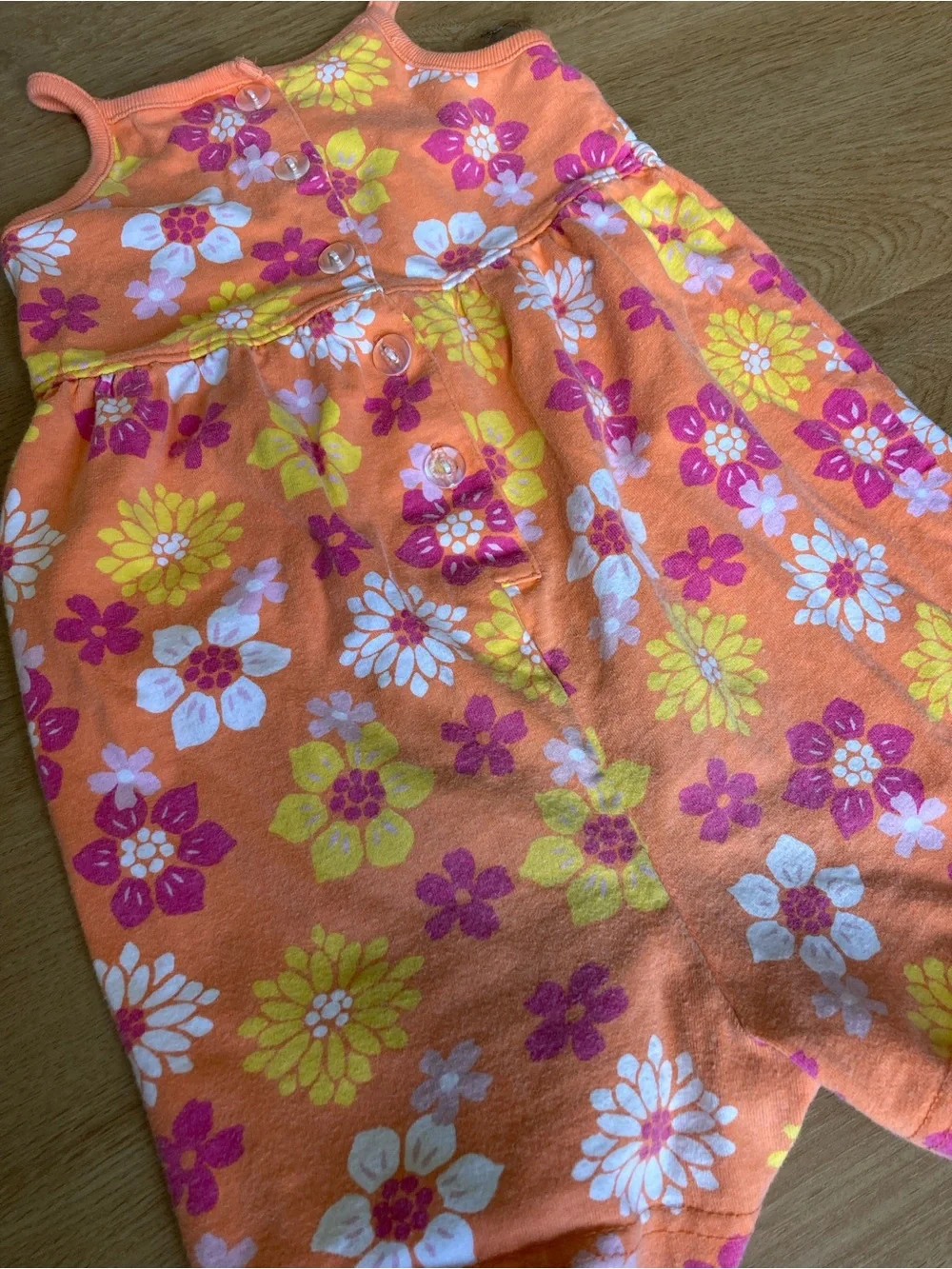 Vintage Gum Balls Orange Floral Cotton Romper with Keyhole Top